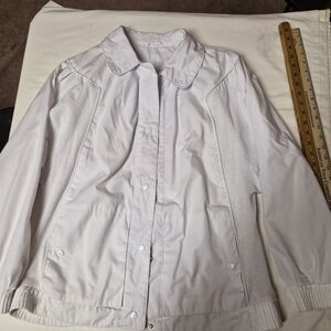 Vintage 80s Abbmoor Aurora International White Mesh‎ Windbreaker Jacket Size 18